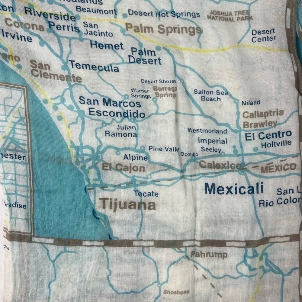 Kate Spade Off the Map Scarf West Coast California Mexico Silk Going Places